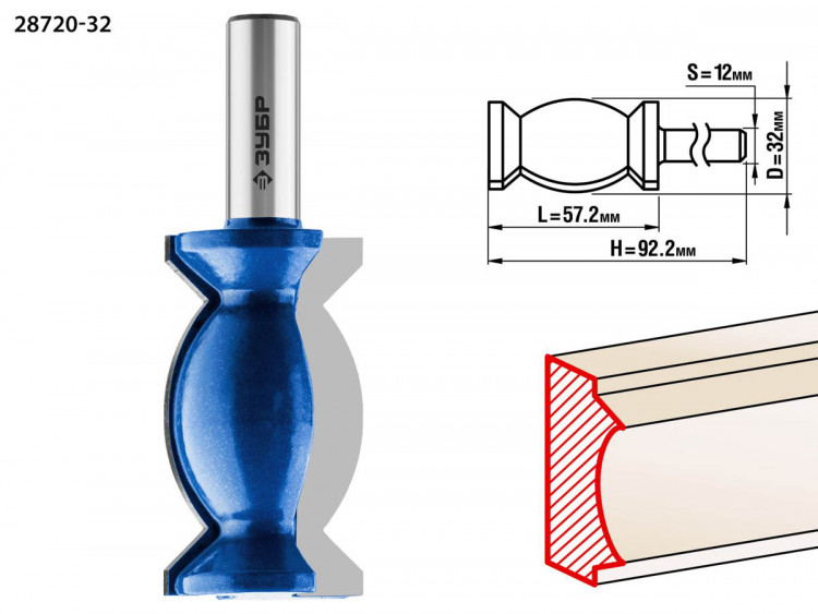 Фреза кромочная фигурная №9 ЗУБР 28720-32