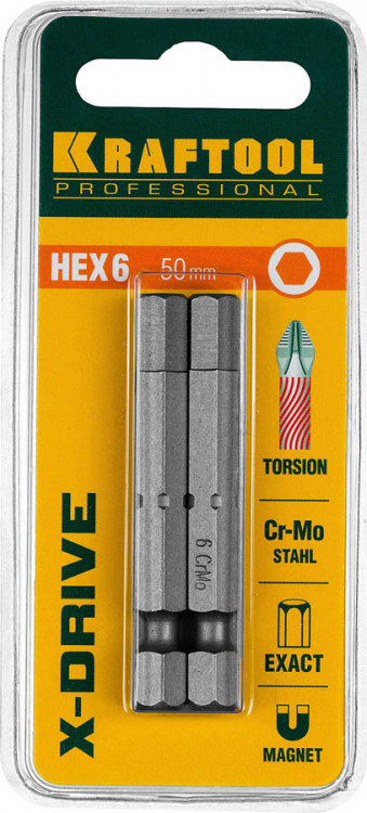 Кованые профессиональные биты «X-DRIVE» 26127-6-50-2 имеют торсионную зону Х-формы