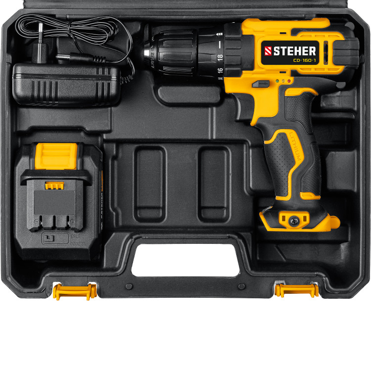Аккумуляторная дрель шуруповерт STEHER CD-160-1