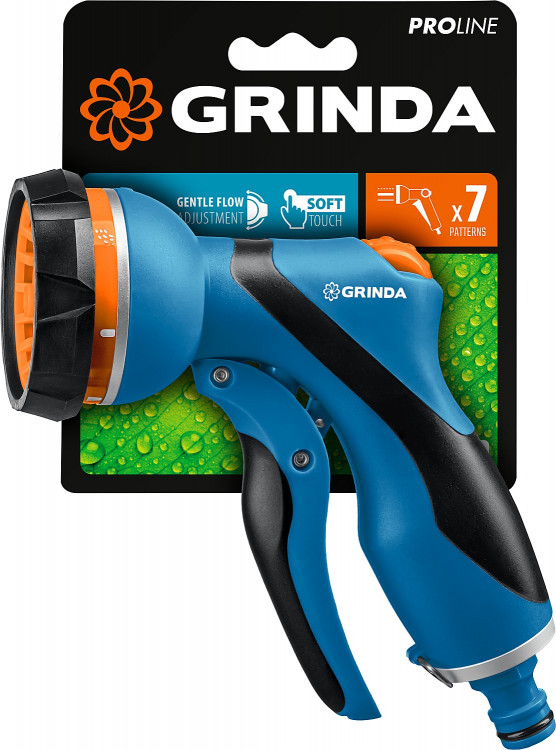 Пистолет поливочный двухкомпонентный с регулятором напора PROLine F-7 GRINDA 429120