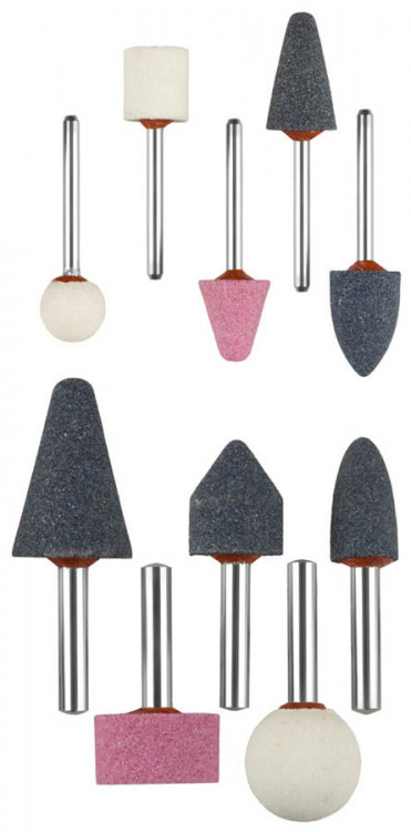 Набор мини-шарошек ЗУБР 35998-H10 применяется на электрическом гравёре или дрели