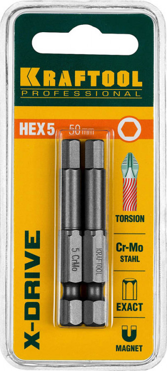 Кованые профессиональные биты «X-DRIVE» 26127-5-50-2 имеют торсионную зону Х-формы