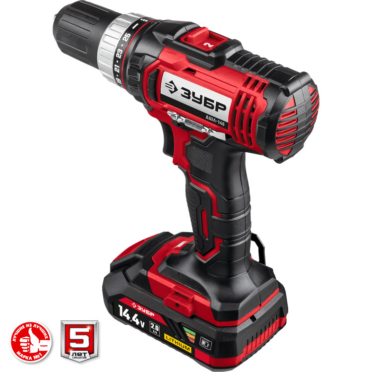 Аккумуляторная дрель шуруповерт ЗУБР ДШЛ-145-21