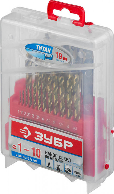 Набор сверел ЗУБР 29617-H19