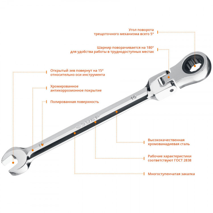 Комбинированный гаечный ключ ЗУБР 27101-10