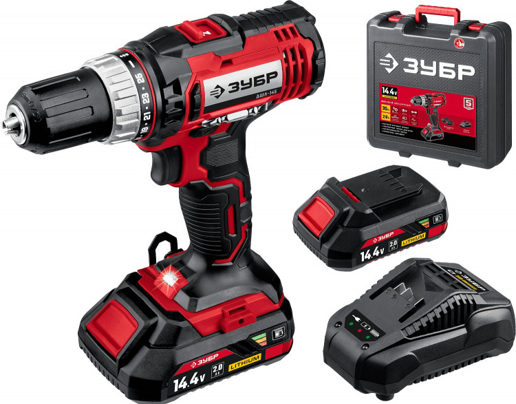 Аккумуляторная дрель шуруповерт ЗУБР ДШЛ-145-22