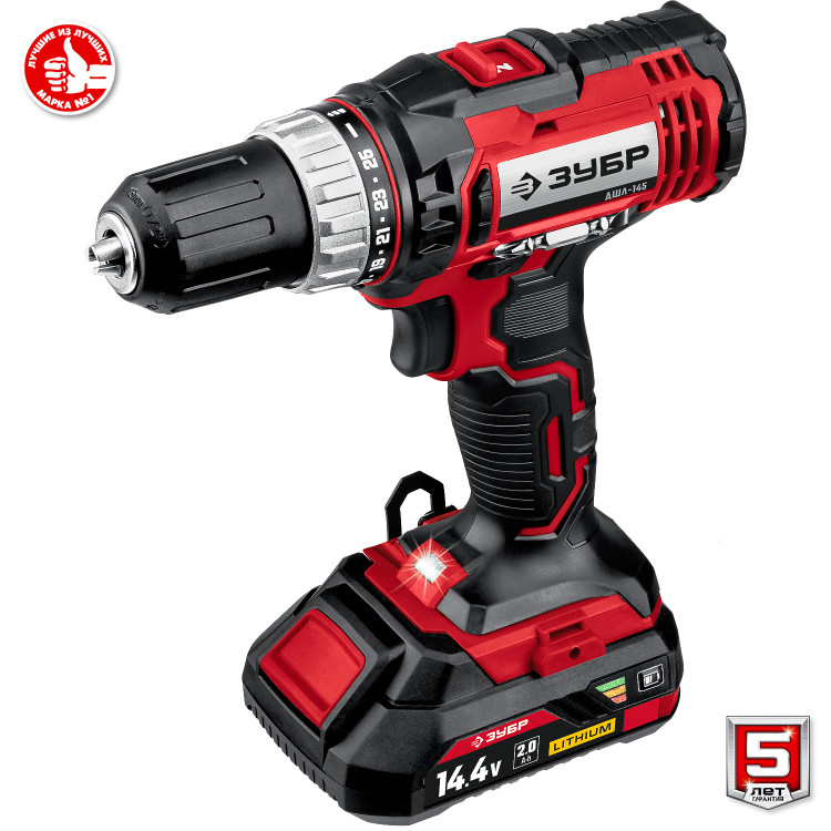 Аккумуляторная дрель шуруповерт ЗУБР ДШЛ-145-22
