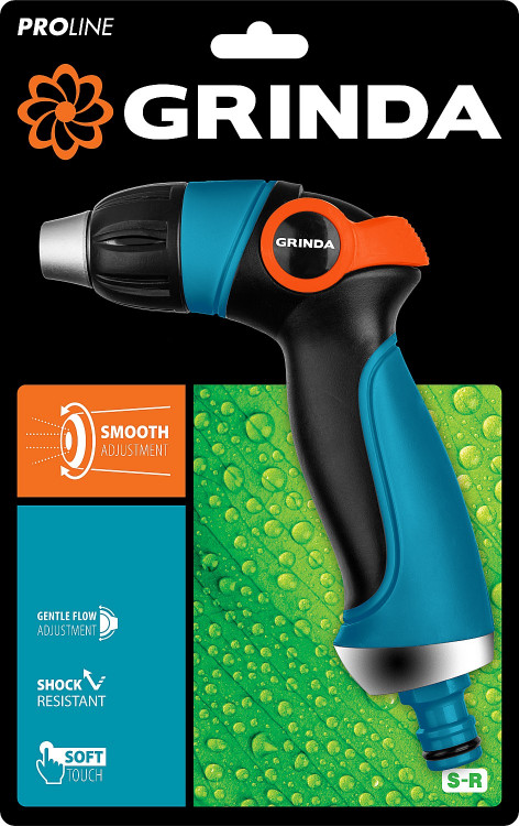 Пистолет поливочный двухкомпонентный с регулятором напора PROLine S-R GRINDA 429101