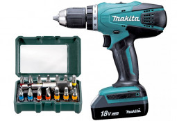 Аккумуляторная дрель-шуруповерт MAKITA DF457DWE + набор бит