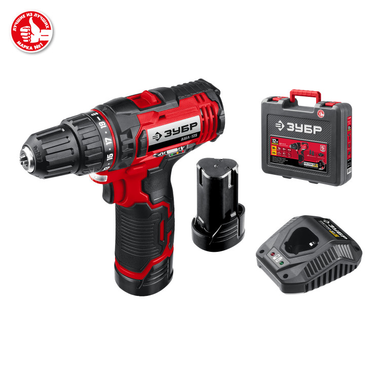 Аккумуляторная дрель шуруповерт ЗУБР ДШЛ-125-22
