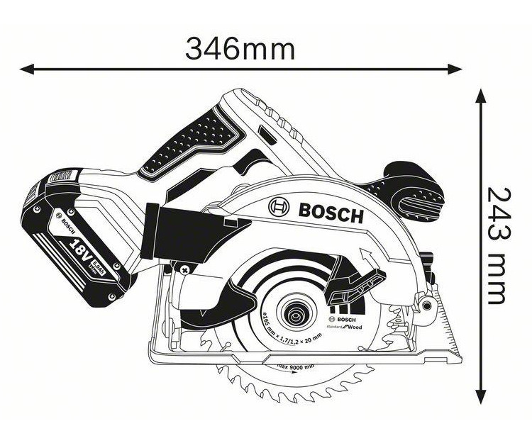 Аккумуляторная дисковая пила BOSCH GKS 18V-57