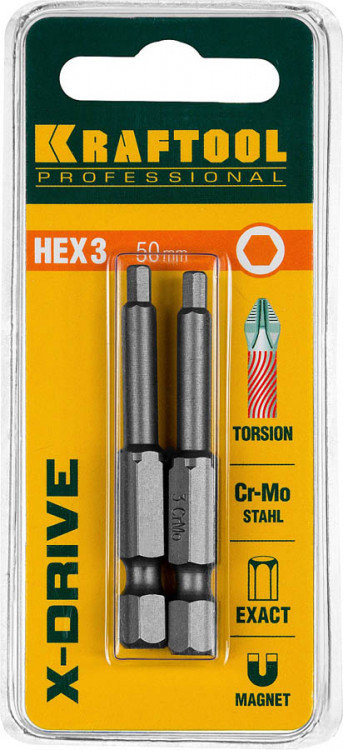 Кованые профессиональные биты «X-DRIVE» 26127-3-50-2 имеют торсионную зону Х-формы