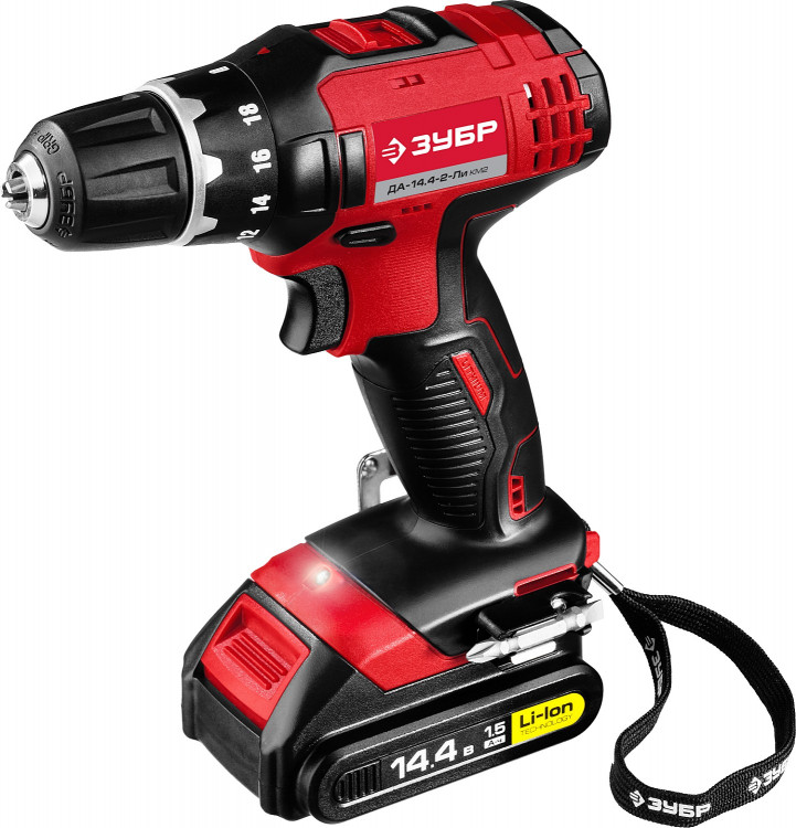 Аккумуляторная дрель шуруповерт ЗУБР ДА-14.4-2-Ли КМ2