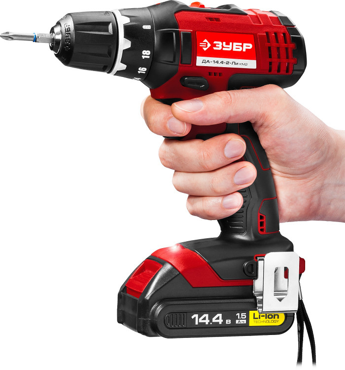 Аккумуляторная дрель шуруповерт ЗУБР ДА-14.4-2-Ли КМ2