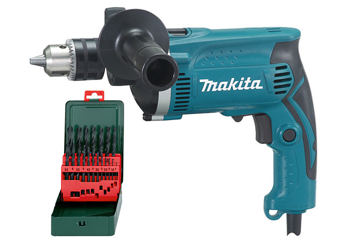 Ударная дрель MAKITA HP1630 + набор сверл