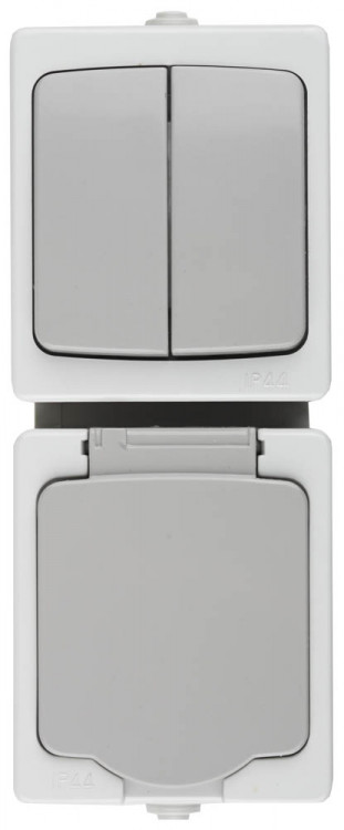 Комплект "АВРОРА": розетка и выключатель двухклавишный СВЕТОЗАР SV-54325-W