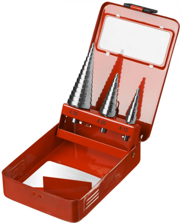 Ступенчатое сверло по металлу набор ЗУБР 29665-4-30-H3