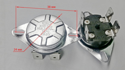 Термореле KSD302 78°C 15А,16A 250V НЗ (с кнопкой RESET)